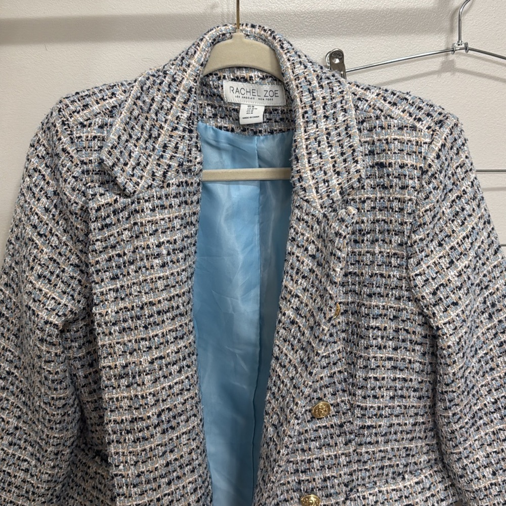 Rachel Zoe Women's Tweed Jacket - Blue and White